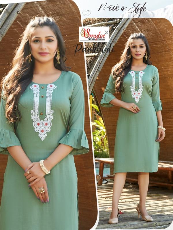 Smylee Pankhudi Rayon Designer Embroidery Kurti